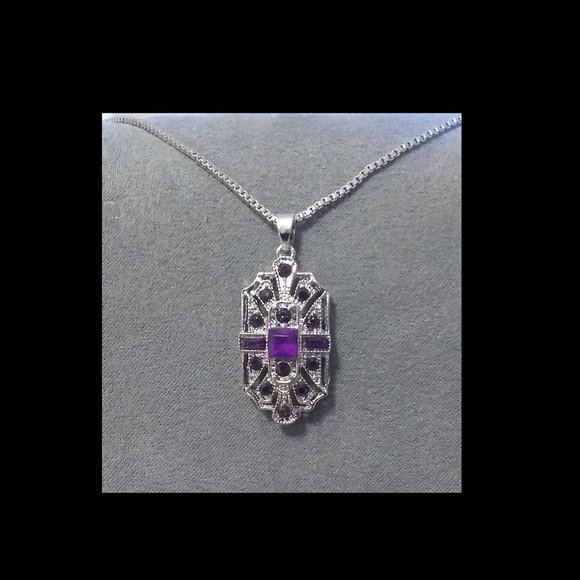New Faux Purple Gem Necklace $5 add on with any purchase - Picture 1 of 3